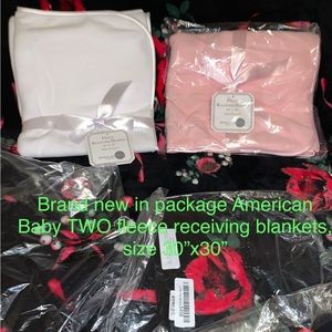 American Baby TWO Fleece Receiving Baby Blankets